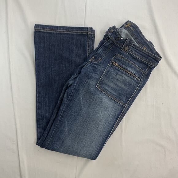 7 For All Mankind Womens Jeans Size 31 Boot Cut Square Pocket Zip Denim USA - Picture 1 of 8